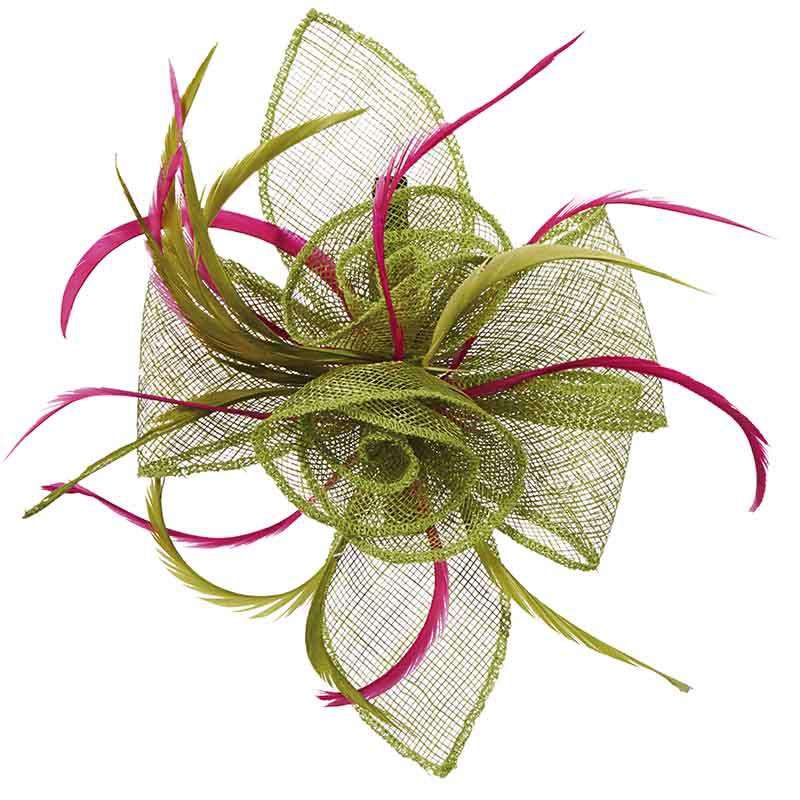 Sinamay Rose and Feather Fascinator Clip - Scala Collezione, Fascinator - SetarTrading Hats 