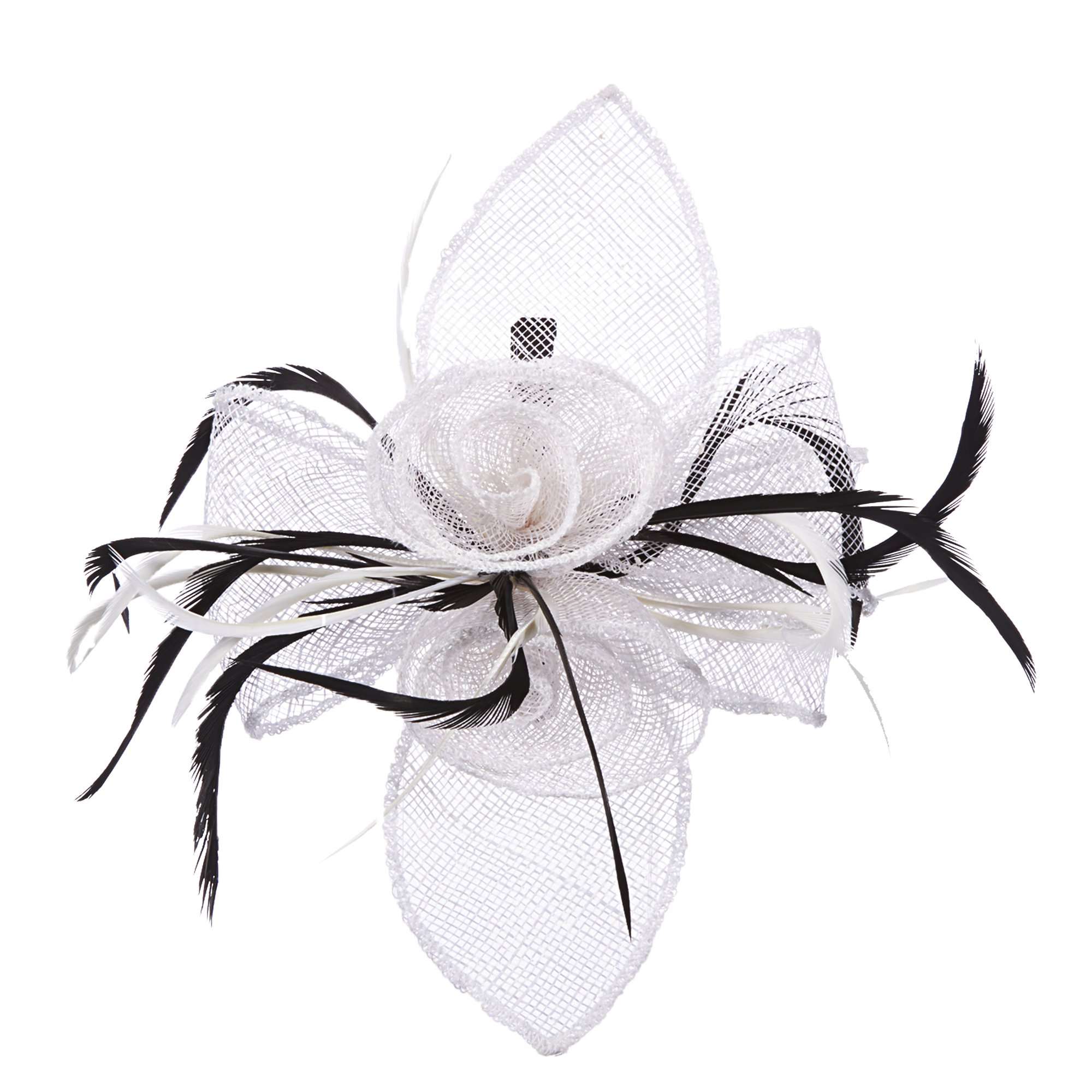 Sinamay Rose and Feather Fascinator Clip - Scala Collezione, Fascinator - SetarTrading Hats 