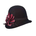 Wool Felt Asymmetrical Cloche with Leatherette Flower - Scala Hats, Cloche - SetarTrading Hats 