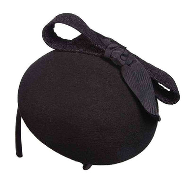 Wool Felt Hatinator Headband with Large Bow - Scala Collezione Fascinator Scala Hats lf179BK Black  