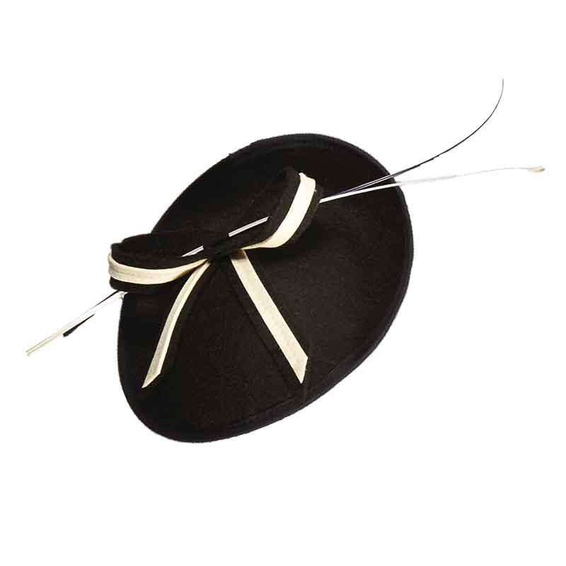 Wool Felt Asymmetrical Fascinator Headband - Scala Collezione Fascinator Scala Hats lf217IV Black and Ivory  