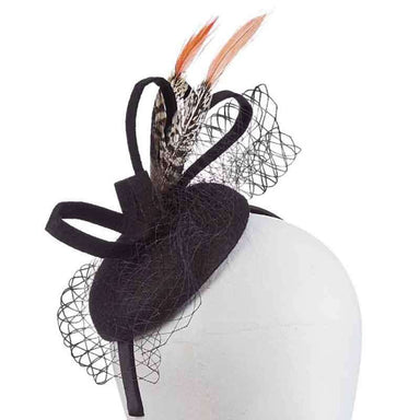 Felt Fascinator with Orange Tip Pheasant Feathers - Scala Collezione Fascinator Scala Hats    