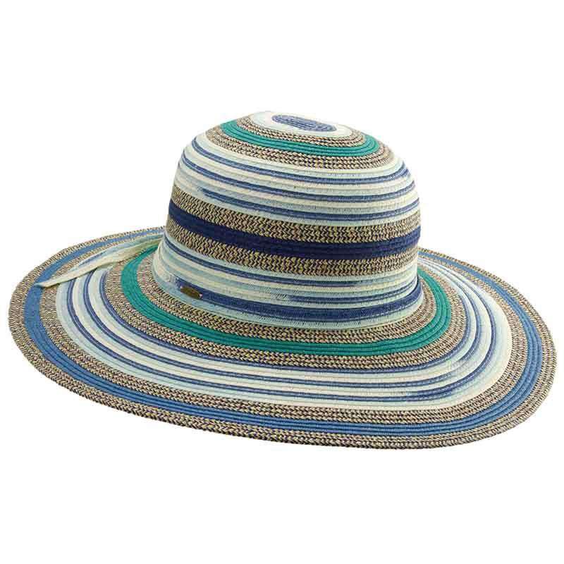 Multicolor Striped Braided Sun Hat - Scala Collezione Floppy Hat Scala Hats lp125BL Blue  