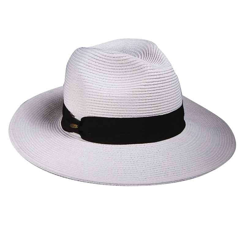 Wide Brim Safari Hat with Black Ribbon Band - Scala Collezione Safari Hat Scala Hats LP165BK White  