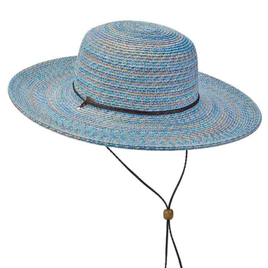 Multi Color Summer Floppy Hat with Chin Strap - Scala Collezione Wide Brim Sun Hat Scala Hats lp243aq Aqua  