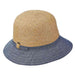 Cotton Brim Straw Bucket Hat - Scala Collection Hats Cloche Scala Hats lp245dn Denim  