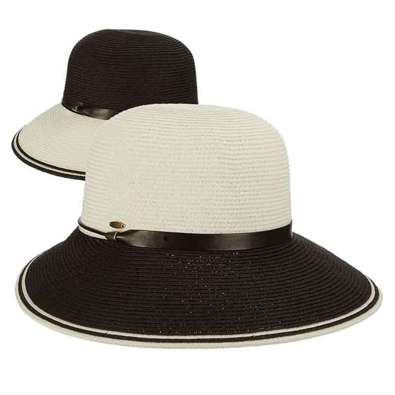 Black and White Dimensional Brim Sun Hat - Scala Hats Wide Brim Hat Scala Hats    