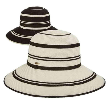 Black and White Big Brim Sun Hat - Scala Hats Wide Brim Hat Scala Hats    