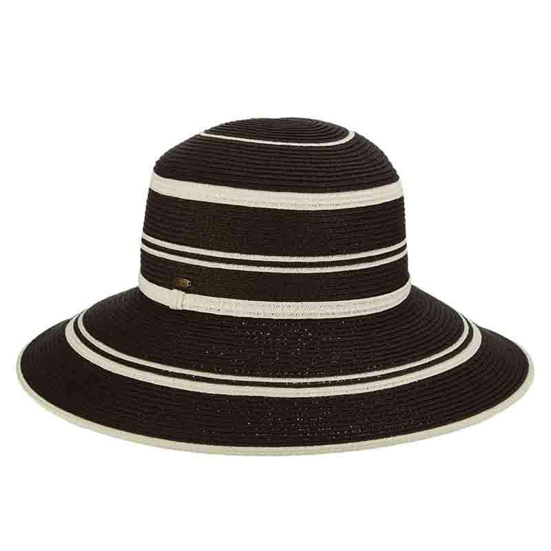 Black and White Big Brim Sun Hat - Scala Hats Wide Brim Hat Scala Hats lp264bk Black M/L (57 - 58 cm) 
