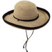 Fine Crocheted Raffia Up Turned Brim Hat with Chin Cord - Scala Hats Kettle Brim Hat Scala Hats LR301BK Black  