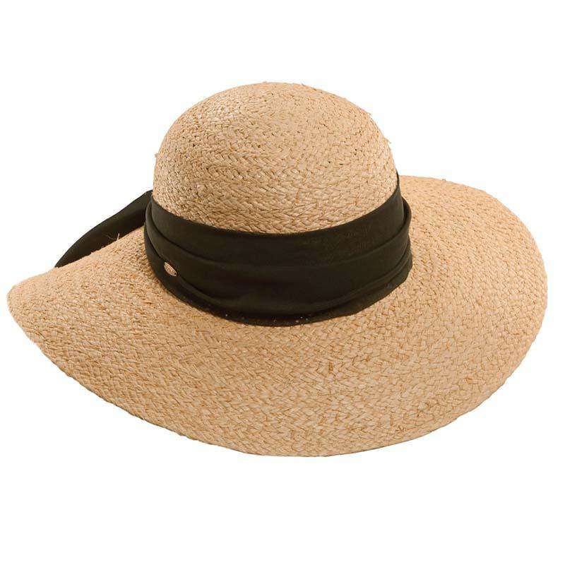 Fine Braided Raffia Floppy Sun Hat - Scala Collezione Wide Brim Sun Hat Scala Hats lr566bk Black  
