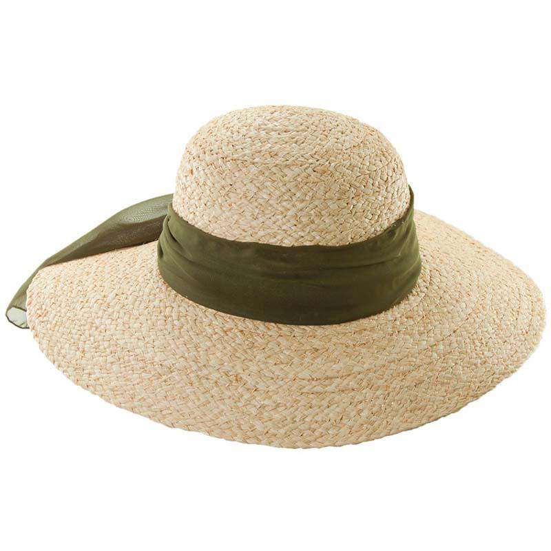 Fine Braided Raffia Floppy Sun Hat - Scala Collezione Wide Brim Sun Hat Scala Hats lr566ol Olive  