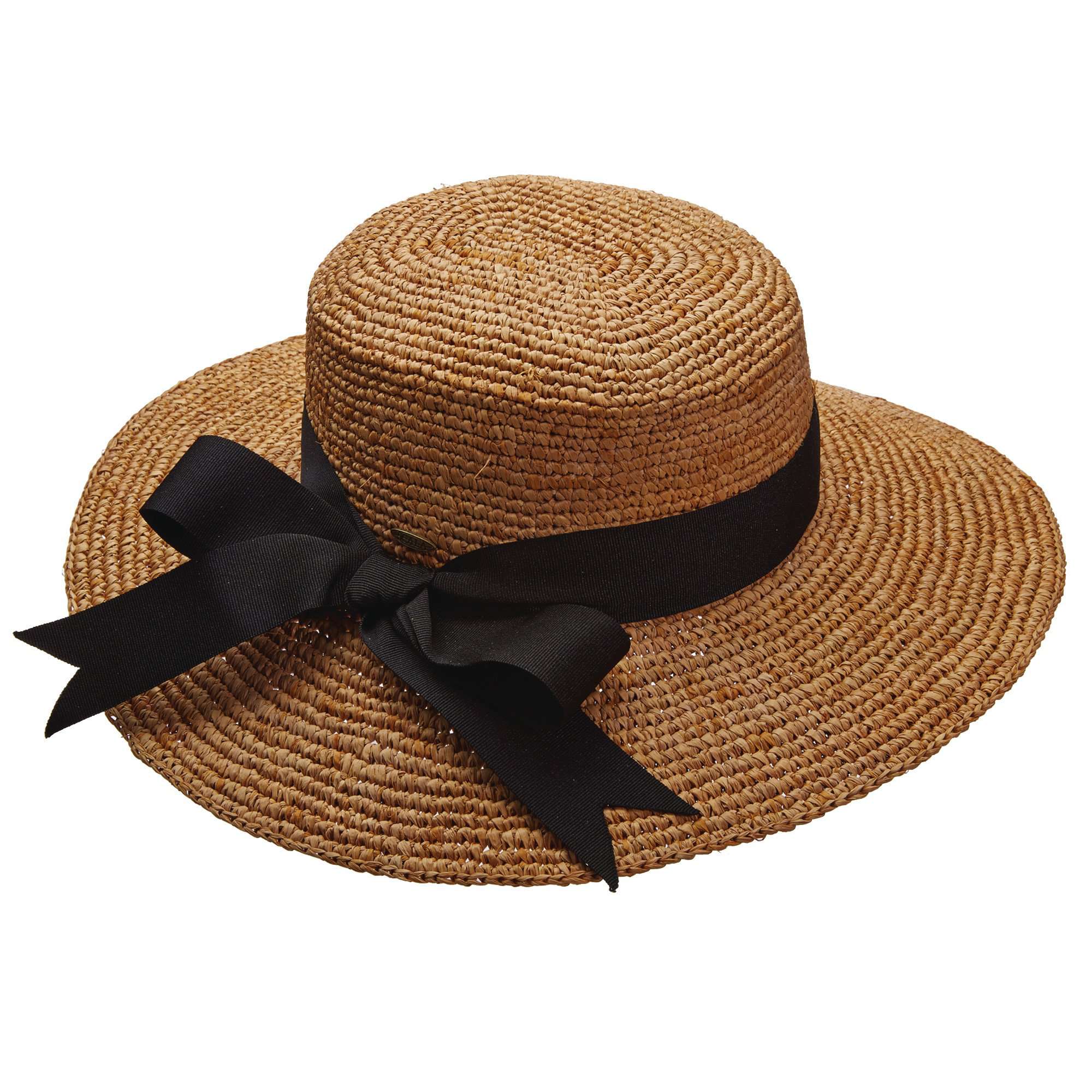 Crocheted Raffia Boater - Scala Collection Hats Bolero Hat Scala Hats WSlr685TE Tea  