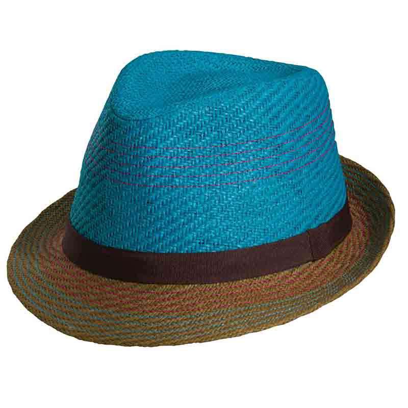 Woven Matte Toyo Fedora Hat - Scala Pronto Hat Fedora Hat Scala Hats ls180tq Turquoise Medium (57 cm) 