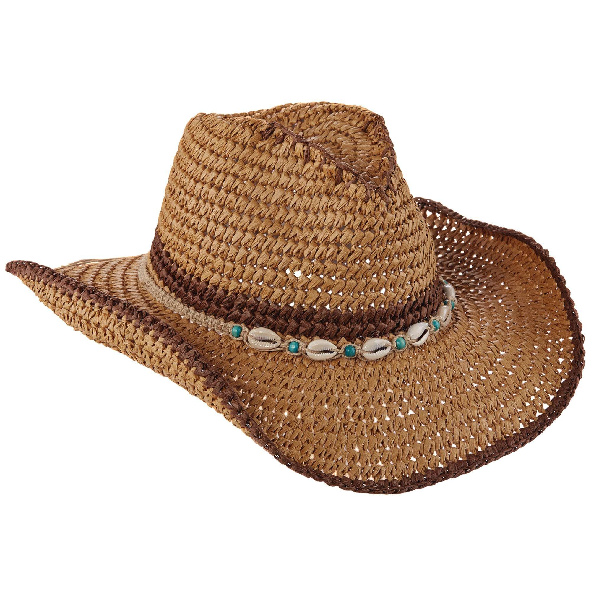 Tropical Trends Crocheted Toyo Western Cowboy Hat Dorfman Hat Co. LT178BN Brown  