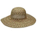 Criss-Cross Woven Two Tone Toyo Summer Floppy Hat - Scala Pronto Wide Brim Sun Hat Scala Hats LT192BN Brown  