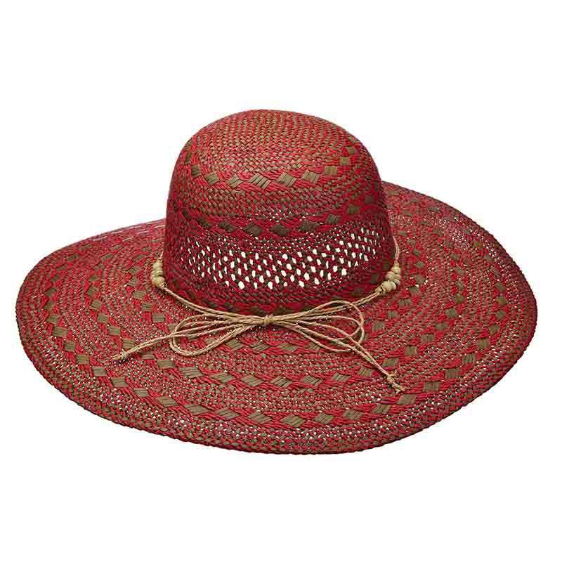 Criss-Cross Woven Two Tone Toyo Summer Floppy Hat - Scala Pronto Wide Brim Sun Hat Scala Hats    