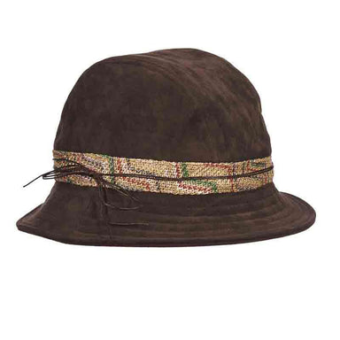 Suede-Look Women's Bucket Hat - Callanan Hats Cloche Callanan Hats lv376cf Coffee Medium (57 cm) 