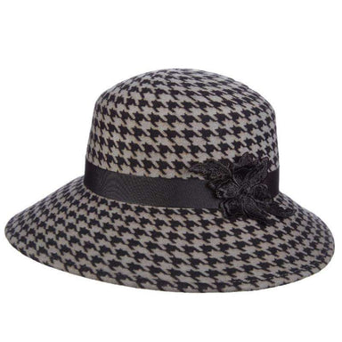 Print Wool Big Brim Hat with Embroidered Applique - John Callanan Wide Brim Hat Callanan Hats LV389GY Grey  