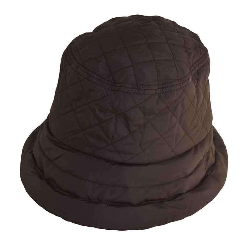 Connecticut Lady Quilted Rain Hat with Fleece Lining - Scala Collezione Cloche Scala Hats LW420BN Brown  