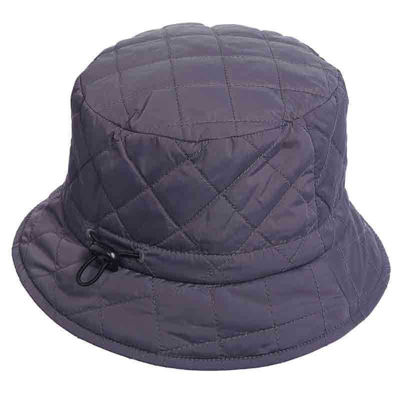 Satin Lined Quilted Rain Hat - Scala Collezione Bucket Hat Scala Hats lw654gy Grey  