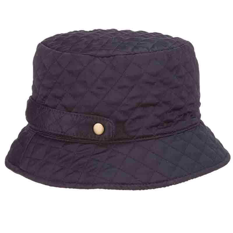 Quilted Roll Up Rain Hat - Scala Collezione Bucket Hat Scala Hats lw715bk Black  