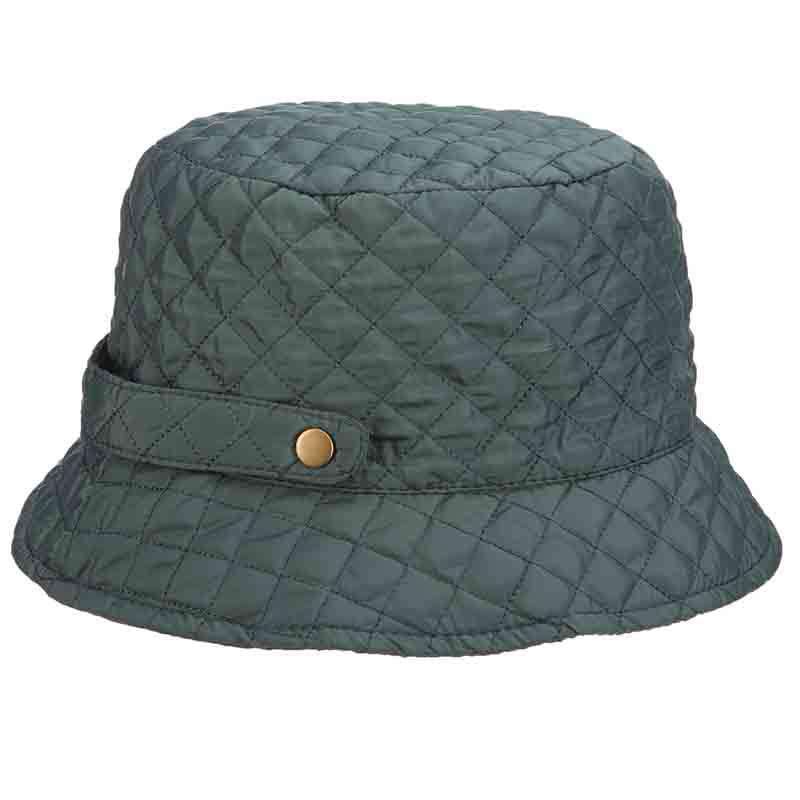 Quilted Roll Up Rain Hat - Scala Collezione Bucket Hat Scala Hats lw715ol Olive  