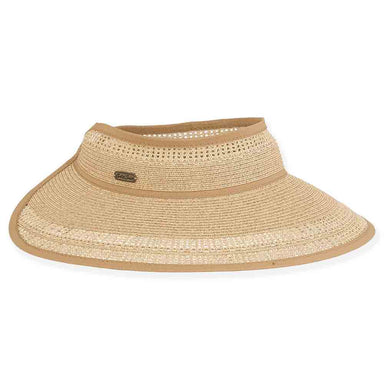 Lace Edge Straw Wrap Around Visor Hat - Sun 'N' Sand Hats, Visor Cap - SetarTrading Hats 