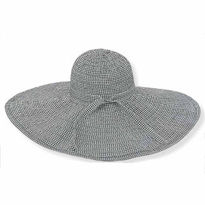Black and White Gingham Wide Brim Sun Hat - Jeanne Simmons