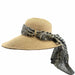 Large Brim Sun Hat with Long Floral Chiffon Sash - SetarTrading Hats, Wide Brim Hat - SetarTrading Hats 
