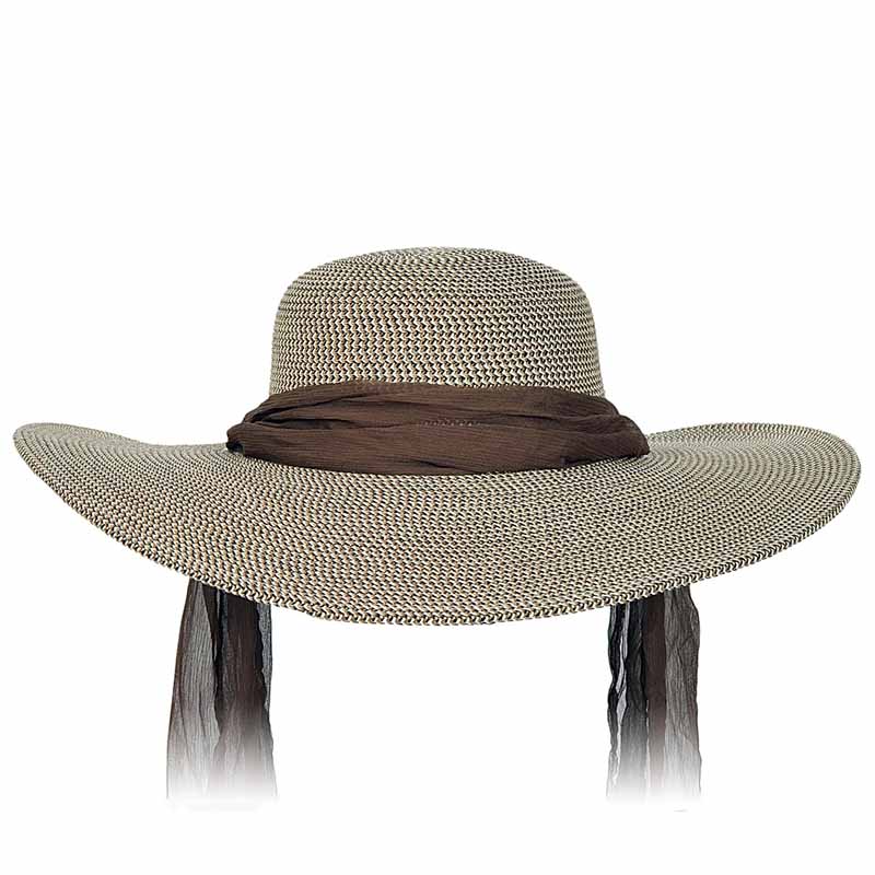 Wide Brim Sun Hat with Long Scarf Tie - Karen Keith Hats