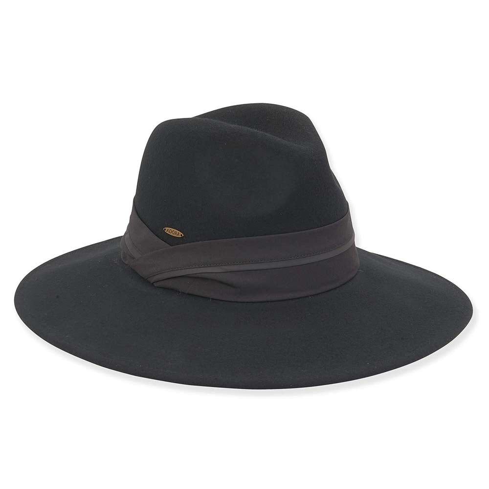 Large Brim Wool Felt Safari Hat Sateen Band Adora® Hats