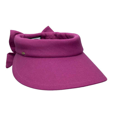 Large Round Linen Sun Visor with Bow - Scala Hats Visor Cap Scala Hats V25OH Orchid  