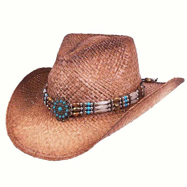 Large Size Women's Cowboy Hat with Turquoise Stone Concho - Karen Keith Hats Cowboy Hat Great hats by Karen Keith RM10D-CL Tan Large (59 cm) 