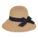 Large Size Women's Hats: Big Brim Hat with Bow - Sun 'N' Sand Hats Wide Brim Hat Sun N Sand Hats HH1596CXL Toast Large (59 cm) 