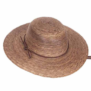 Large Size Women's Hat: Burnt Palm Leaf Ranch Hat with Chin Strap - Tula Hats Wide Brim Sun Hat Tula Hats TU1-1005 Burnt Palm Large (57 - 58 cm)