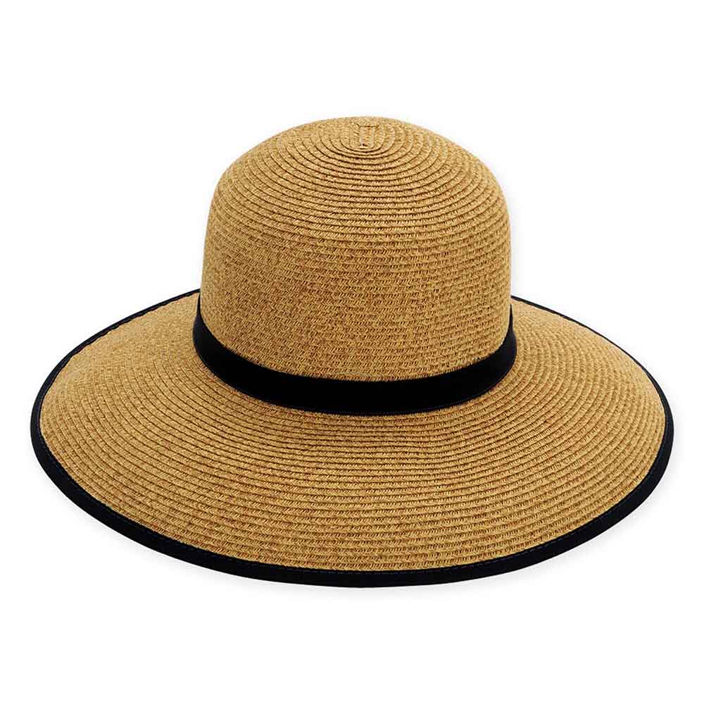 Large Size Women's Hats: Contrast Trim Facesaver Hat - Sun 'N' Sand Hats Facesaver Hat Sun N Sand Hats HH657CXL Black Large (59 cm) 