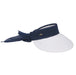 Large Sun Visor with Chiffon Sash and Long Bow - Karen Keith Hats Visor Cap Great hats by Karen Keith BT90-G White/Navy  