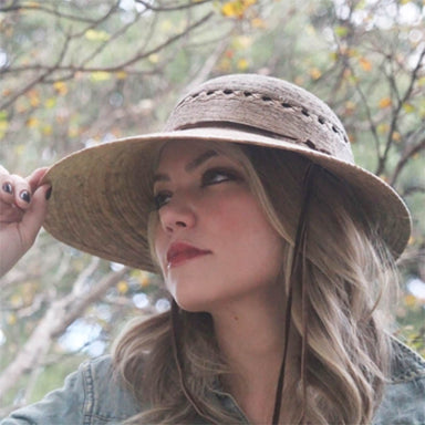 Laurel Palm Leaf Asymmetrical Brim Lattice Crown Sun Hat - Tula Hats Facesaver Hat Tula Hats
