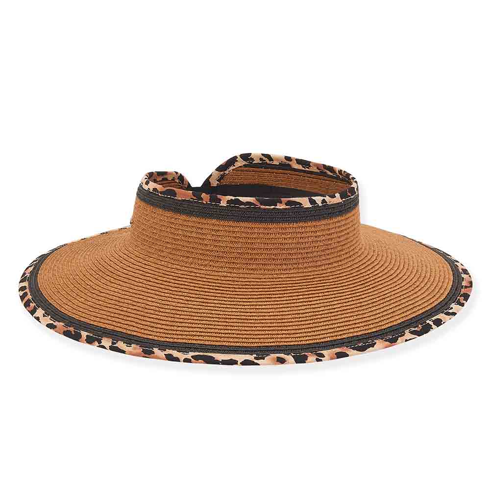 Leopard Print Wrap Around Visor Hat - Sun 'N' Sand Hats, Visor Cap - SetarTrading Hats 