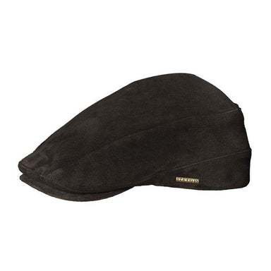 Leven Suede Leather Flat Cap - Stetson Hat Flat Cap Stetson Hats STW46 Black Medium 