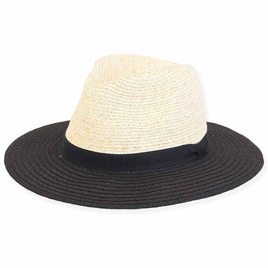 Lily Two Tone Black and Natural Straw Safari - Sunny Dayz™ Safari Hat Sun N Sand Hats HK439 Natural Small (54 cm)