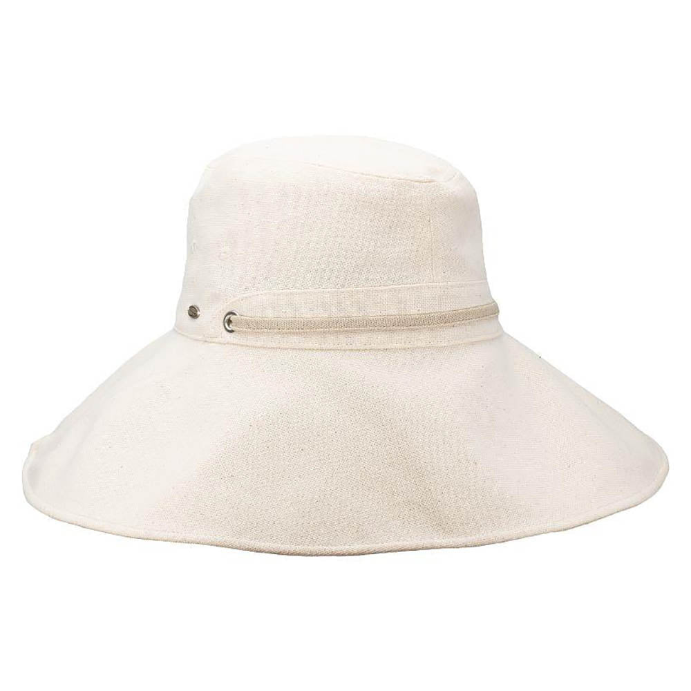 Linen Trail Hat with Chin Cord - Scala  Women's Hats Wide Brim Hat Scala Hats LC834-LINEN Linen Small (55 cm) 