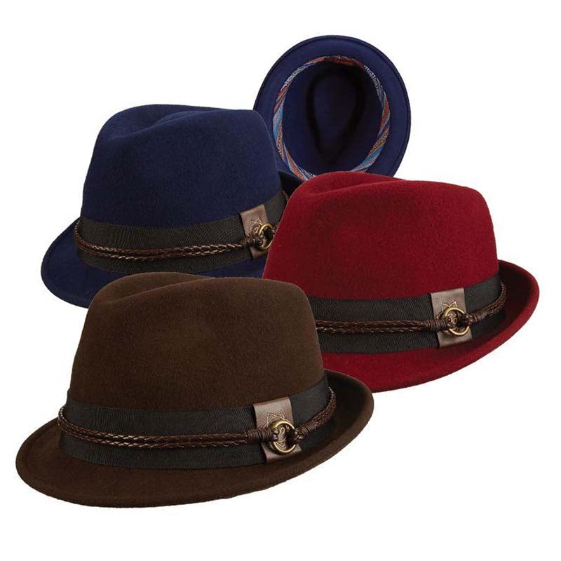 Linked Fedora Hat with Braid Band - Carlos Santana Hats Fedora Hat Santana Hats SAN355 Navy Small/Medium (57 cm) 