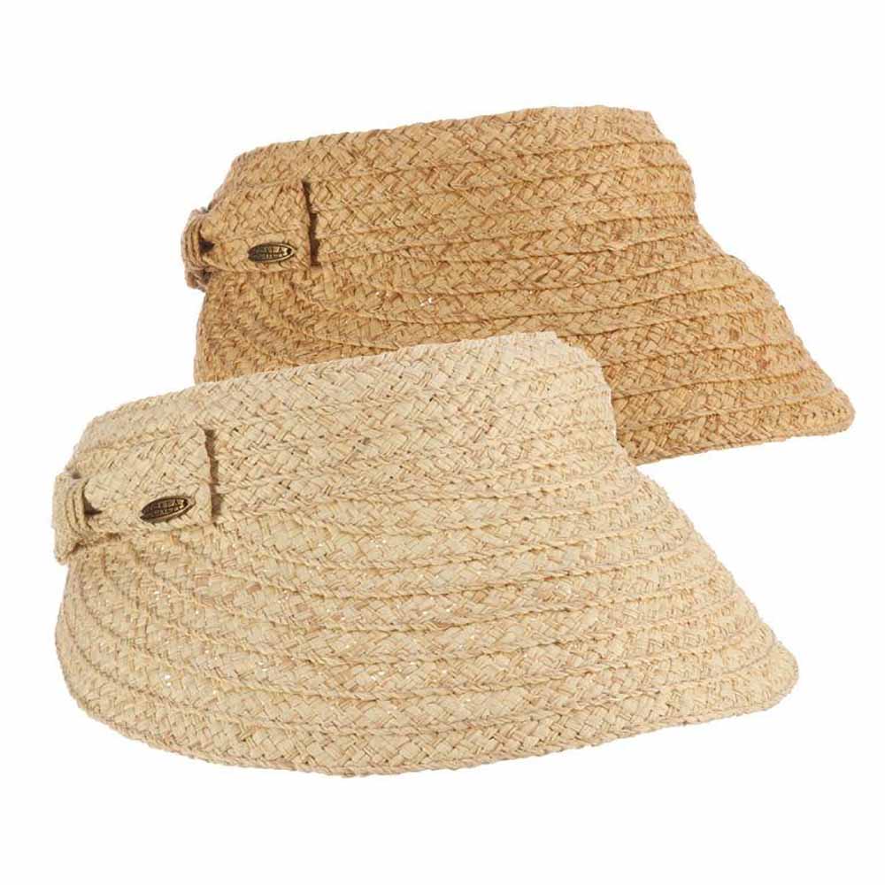 Loiza Criss Cross Braid Toyo Clip On Sun Visor - Scala Collezione Visor Cap Scala Hats V241te Tea  