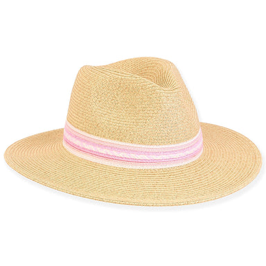 Luna Petite Straw Safari Hat with Pink Band - Sunny Dayz™ Safari Hat Sun N Sand Hats HK438 Natural Small (54 cm)