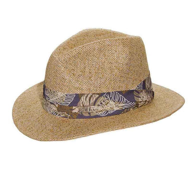 Matte Toyo Safari Hat with Tropical Band - DPC Global Safari Hat Dorfman Hat Co. ms298NTM Natural Small/Medium 