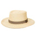 Polybraid Gambler Hat with Embroidered Band - Scala Hats Gambler Hat Scala Hats ms320m Natural Medium 