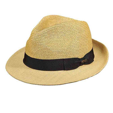 Fedora Hat with Woven Brim - Scala Collection Hats Fedora Hat Scala Hats ms327m Natural M 
