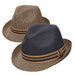 Jitney Two Tone Tweed Brim Straw Fedora Hat - DPC Global Fedora Hat Dorfman Hat Co.    